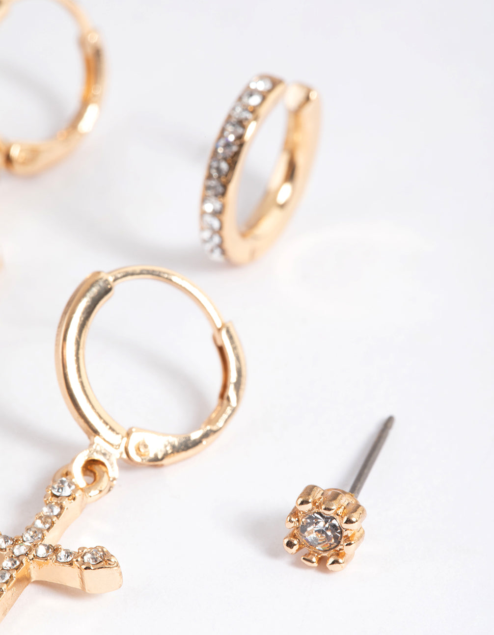 Gold Multi Cross Stack Earrings