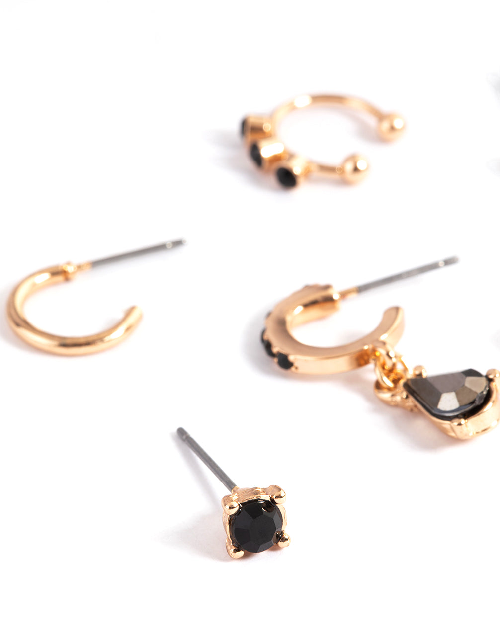 Gold Dainty Pear Stone Stack Earrings