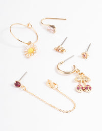 Gold Cherry Garden Stack Earrings - link has visual effect only