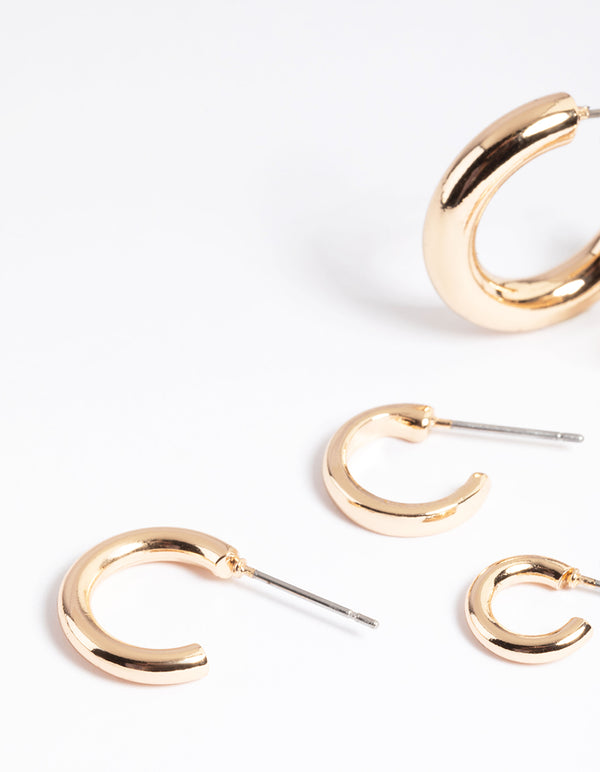 Gold Classic Hoop Stack Earrings