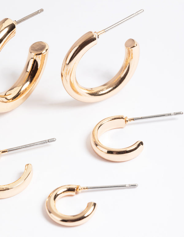 Gold Classic Hoop Stack Earrings