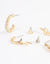 Gold Diamante Snake Bolt Stack Earrings - link has visual effect only