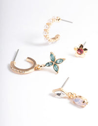 Gold Diamante Pearl Stack Earrings - link has visual effect only