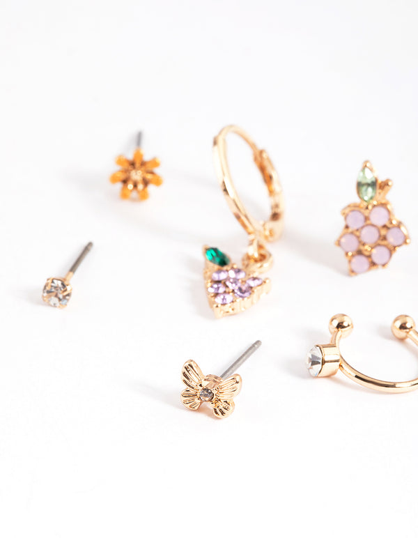 Gold Grape Garden Stack Earrings