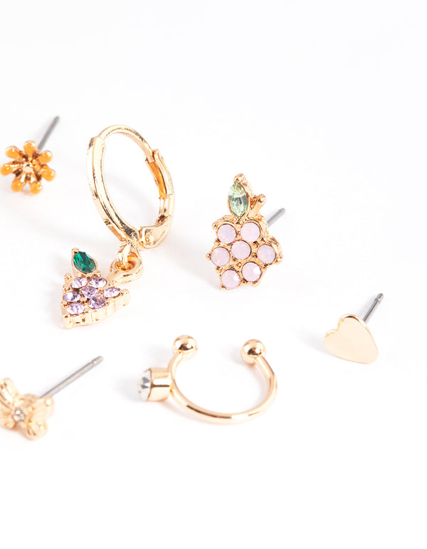 Gold Grape Garden Stack Earrings