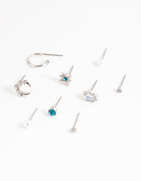 Rhodium Stone & Pearl Celestial Stack Earrings - link has visual effect only