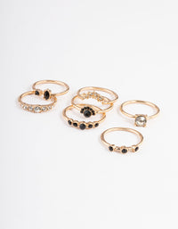 Gold Diamante & Stone Curve Ring Pack - link has visual effect only