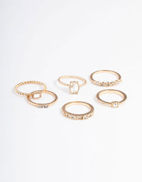 Gold Statement Diamante Ring Pack - link has visual effect only