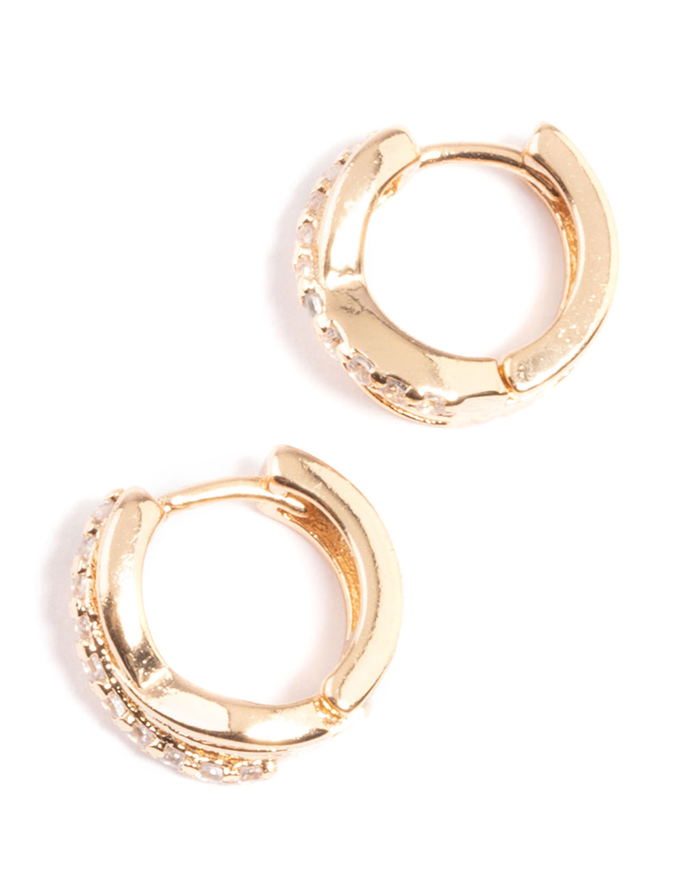 Gold Mini Cubic Zirconia Twist Huggie Earrings