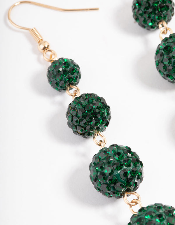 Gold Triple Ball Drop Earrings