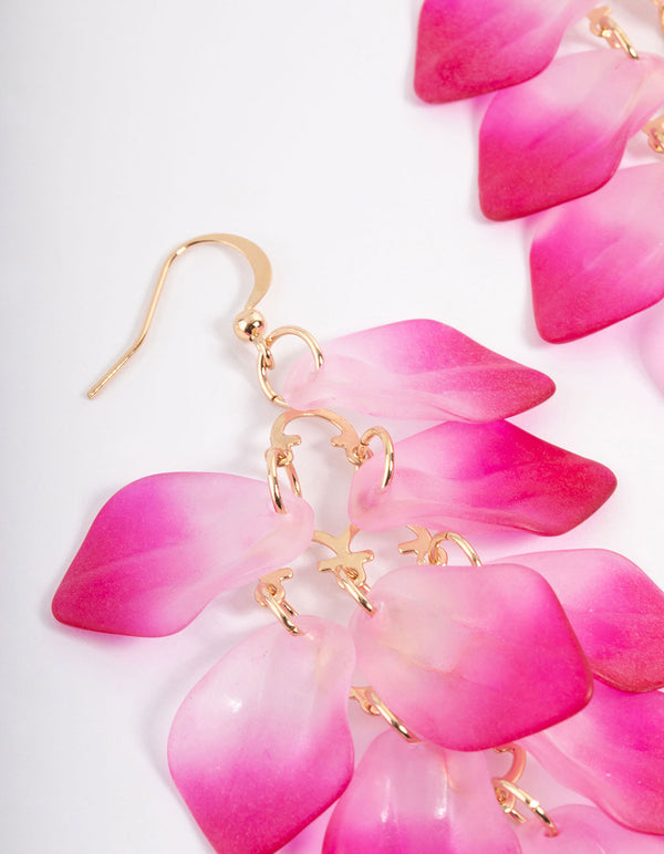 Pink Coated Petal Drop Earrings
