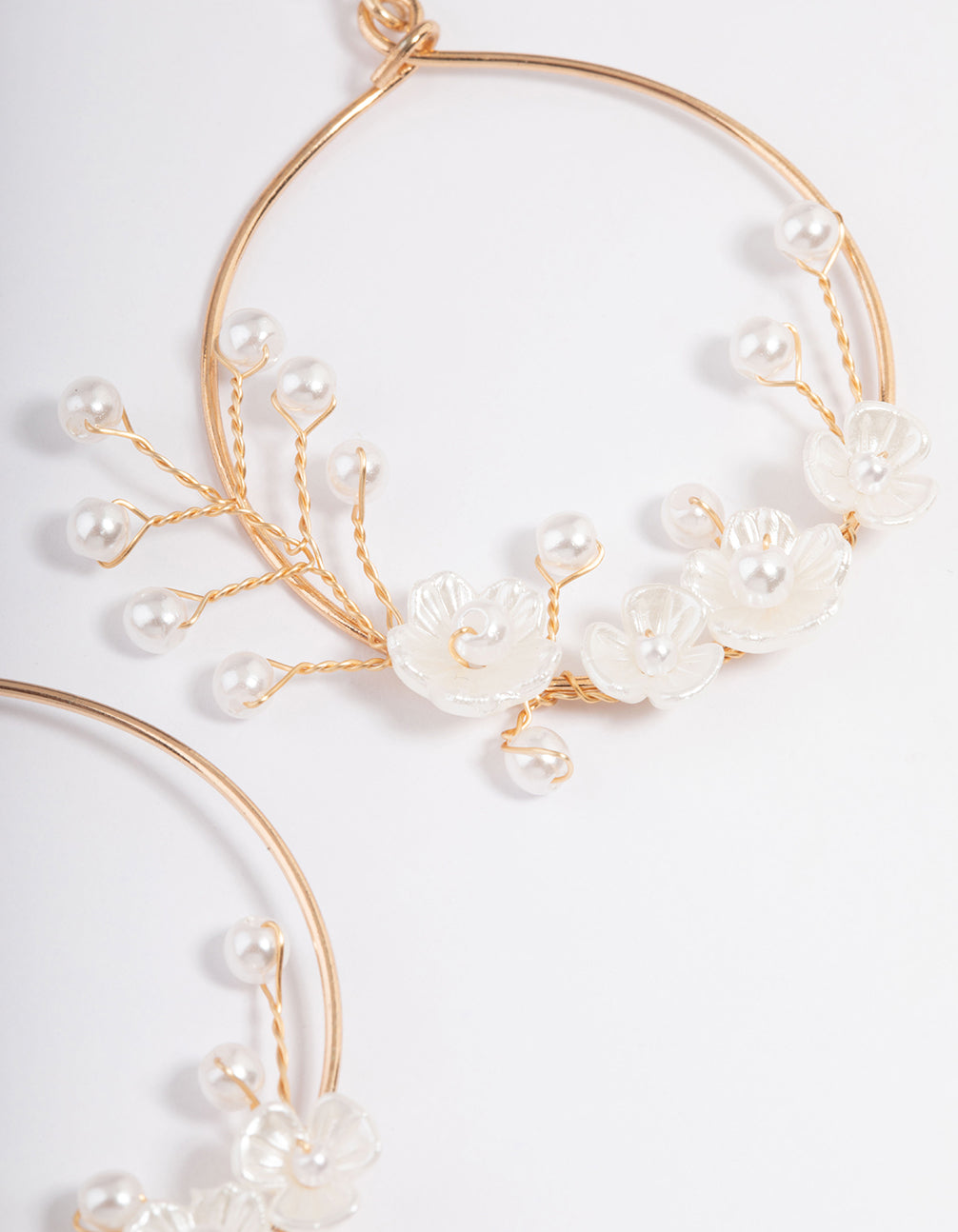 Gold Pearl Reef Flower Drop Earrings