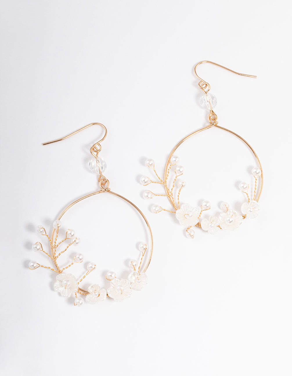Gold Pearl Reef Flower Drop Earrings