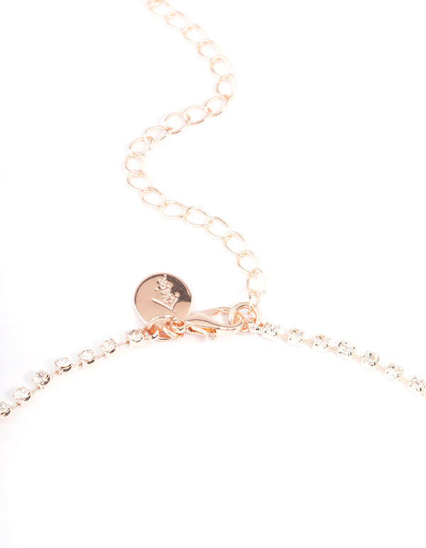 Rose Gold Fan Cupchain Drop Earrings & Necklace