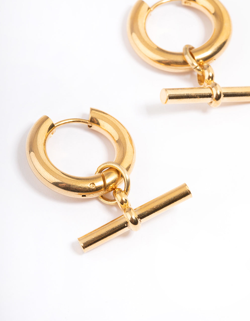 Waterproof Gold Plated Stainless Steel Chunky Bar Huggie Earrings