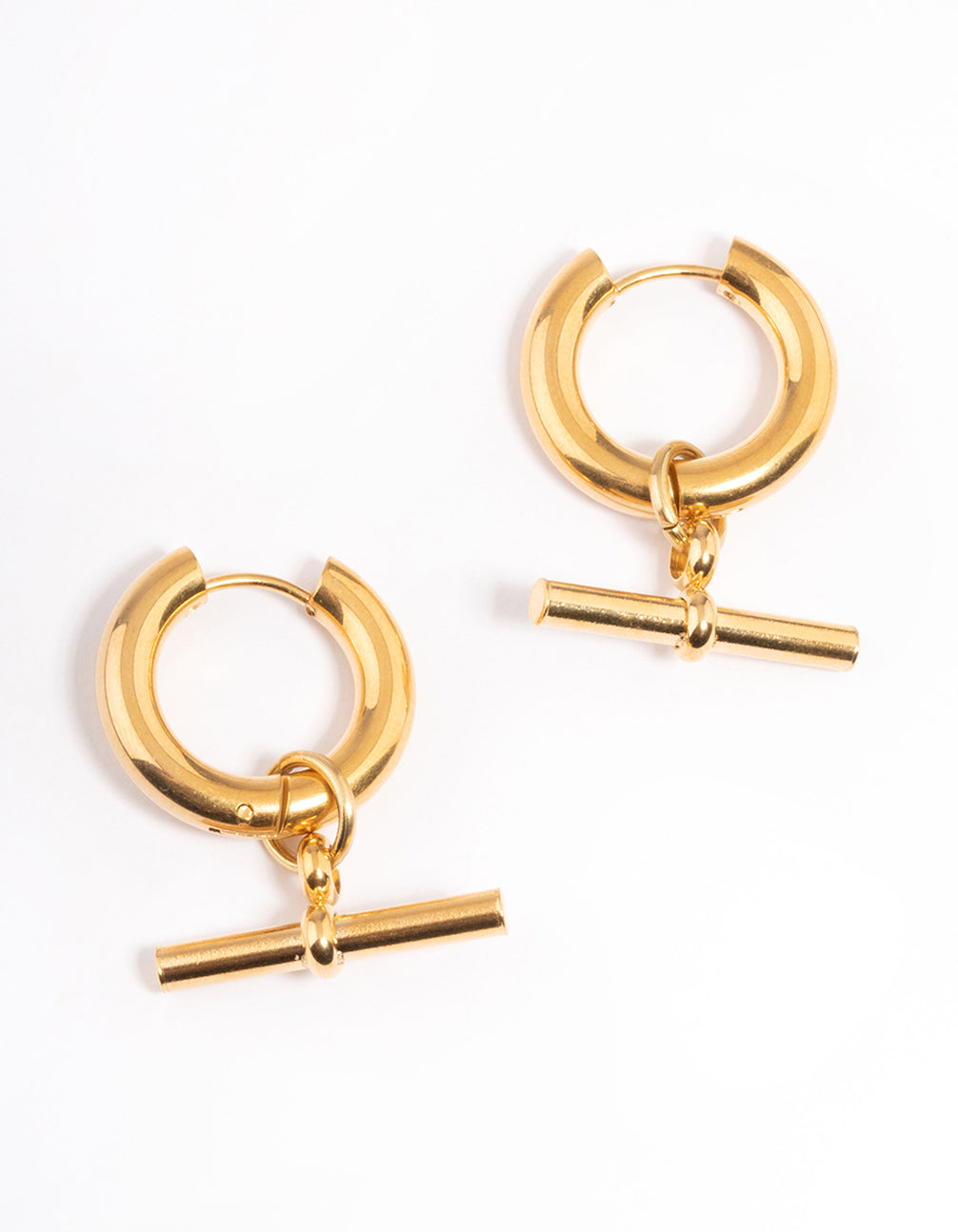 Waterproof Gold Plated Stainless Steel Chunky Bar Huggie Earrings