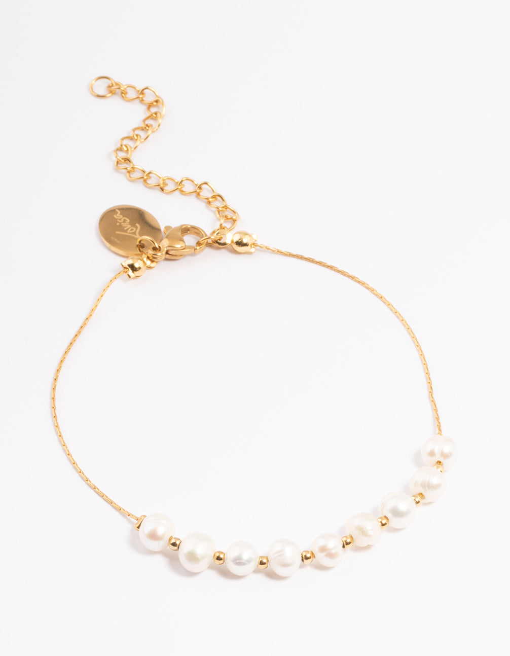 Waterproof Gold Plated Stainless Steel Freshwater Pearl & Ball Chain Bracelet