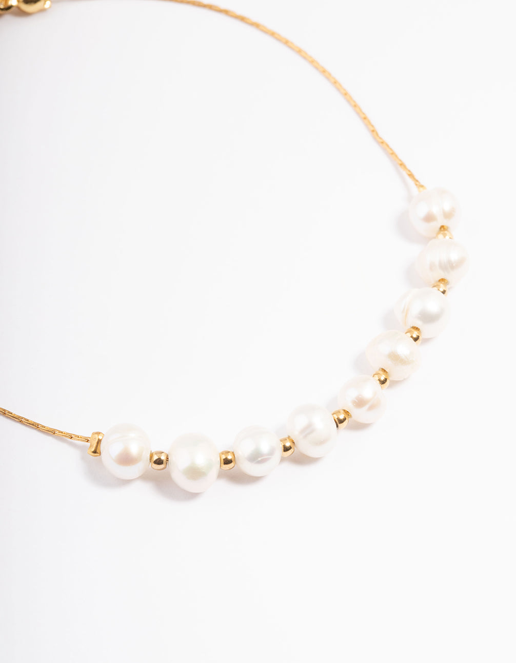 Waterproof Gold Plated Stainless Steel Freshwater Pearl & Ball Chain Bracelet