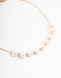 Waterproof Gold Plated Stainless Steel Freshwater Pearl & Ball Chain Bracelet - link has visual effect only