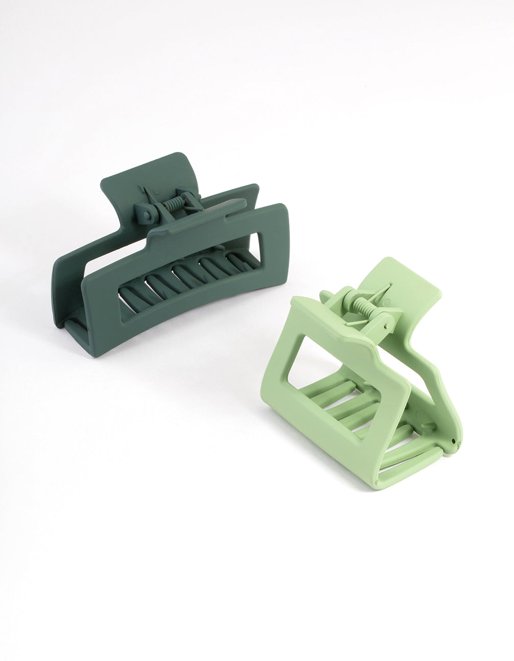 Green Mixed Rectangle Hair Claw Clip Pack
