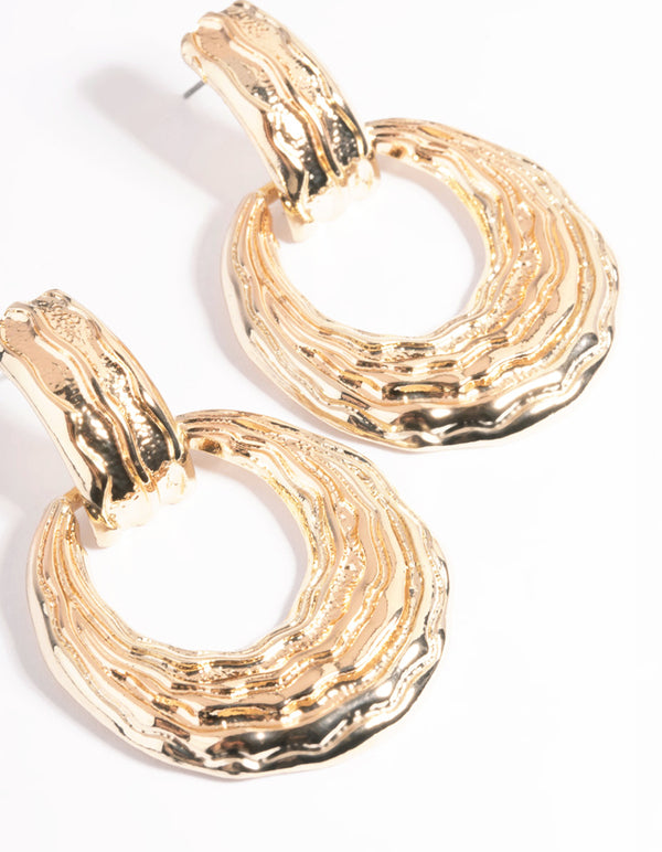 Gold Stamped Door Knocker Earrings