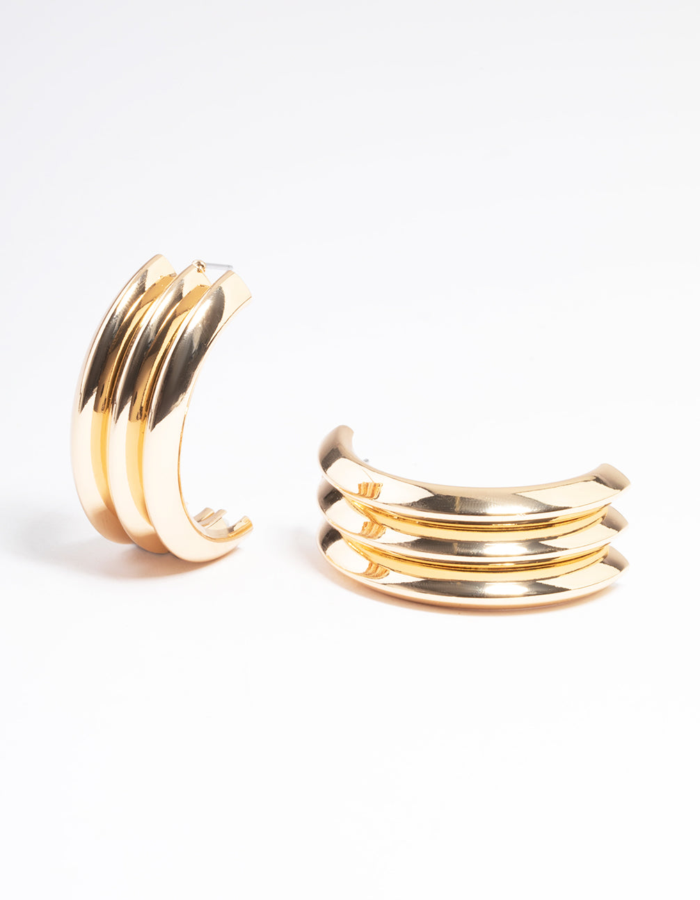 Gold Trio Drop Stud Earrings