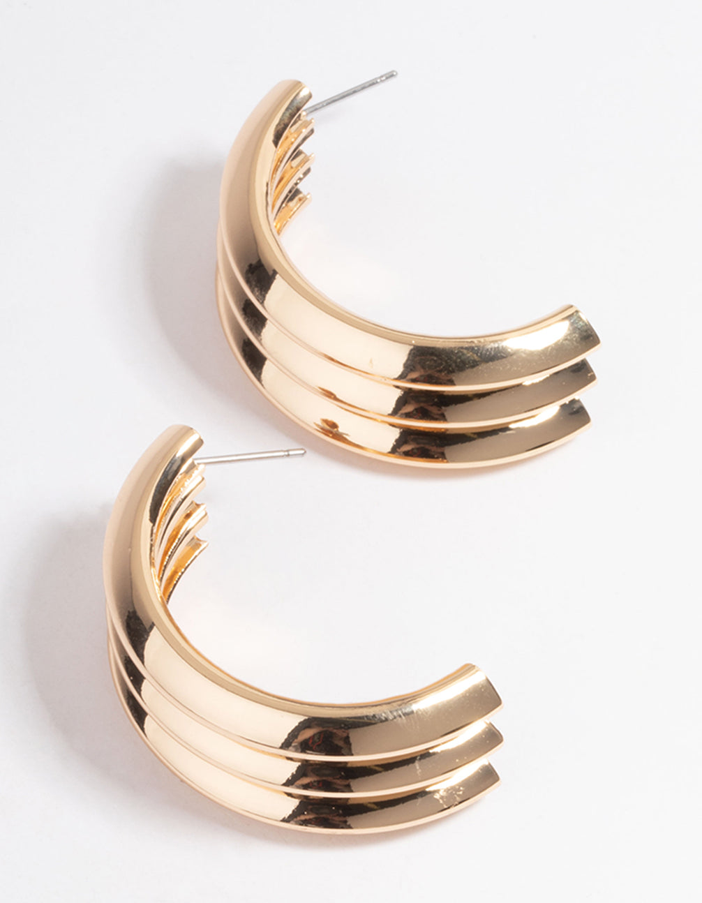 Gold Trio Drop Stud Earrings