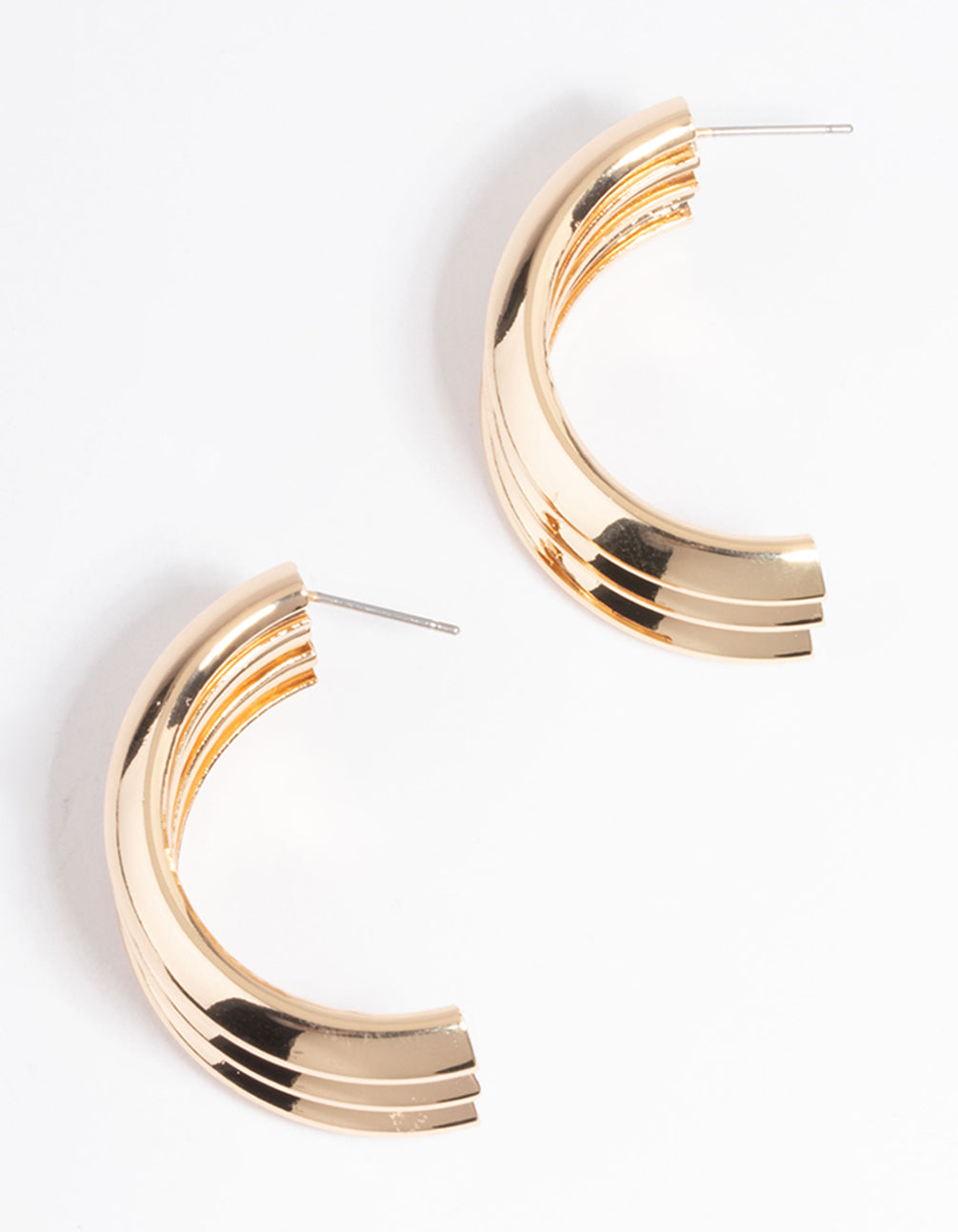 Gold Trio Drop Stud Earrings