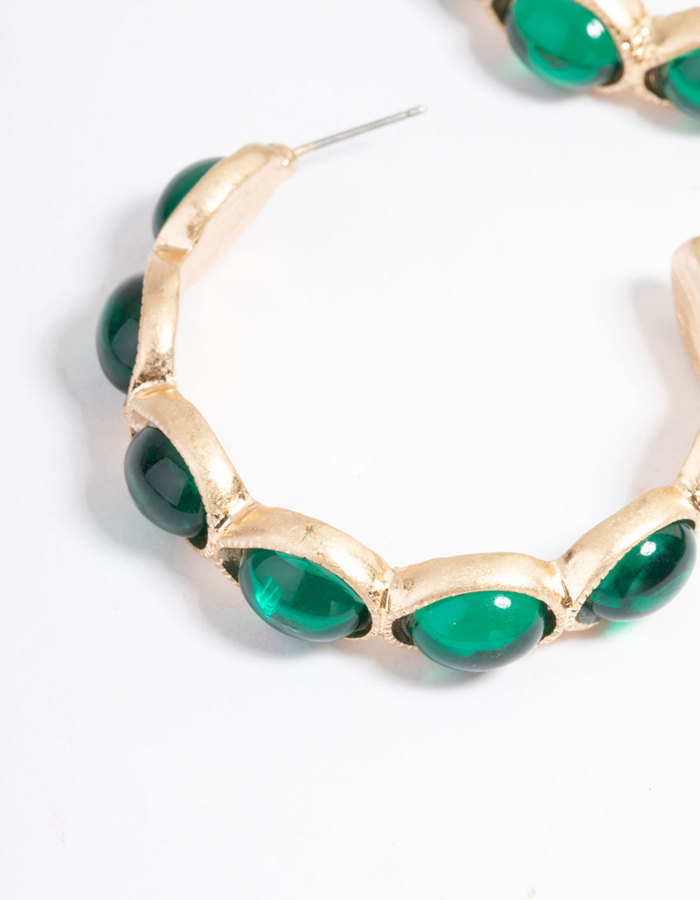 Gold Gem Stone Hoop Earrings