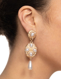 Pearl Statement Drop Earrings - link has visual effect only