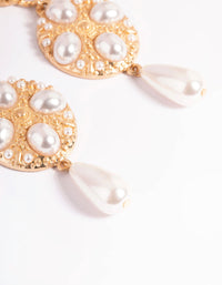 Pearl Statement Drop Earrings - link has visual effect only