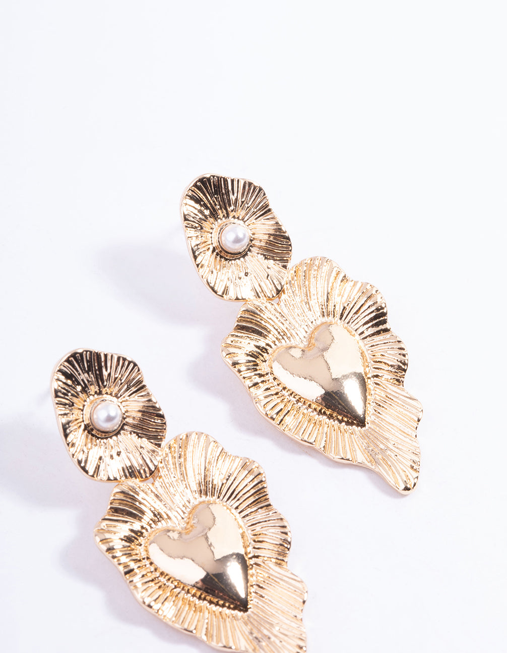 Gold Drop Heart Earrings