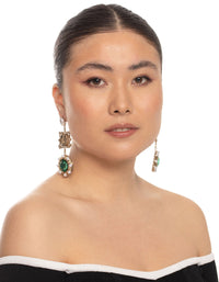 Gold Statement Gem Drop Earrings - link has visual effect only