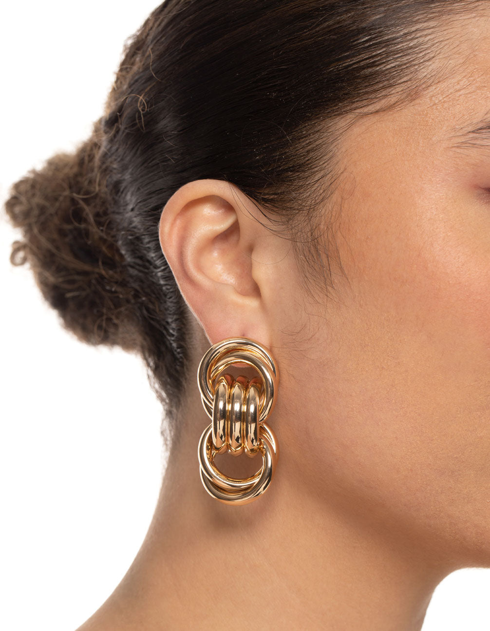 Gold Trio Knot Drop Earrings