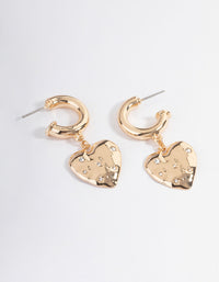 Gold Stamped Drop Heart Earrings - link has visual effect only