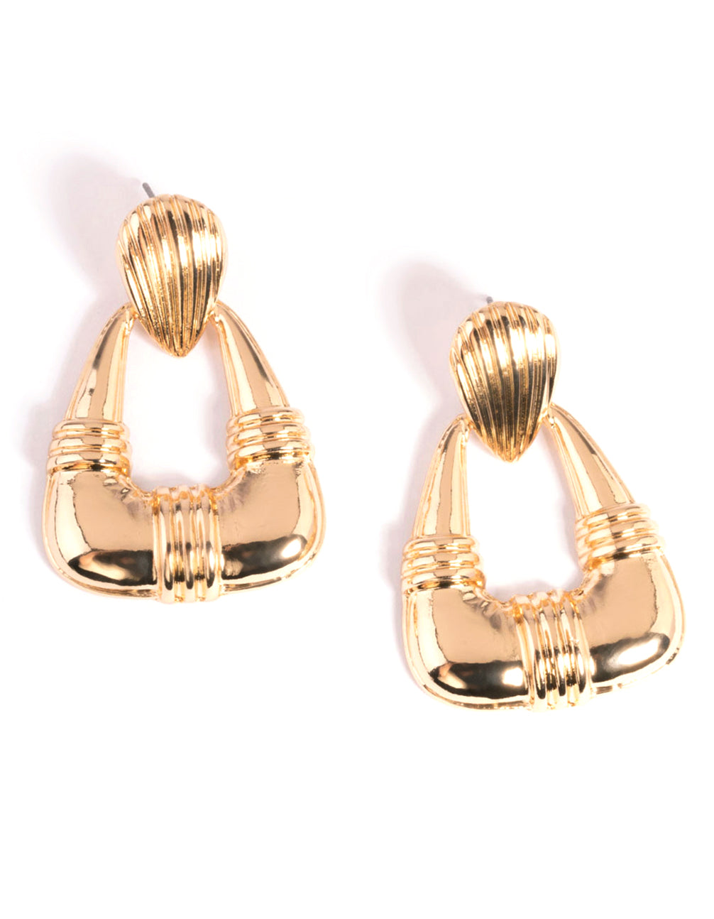 Gold Drop Curve Earrings