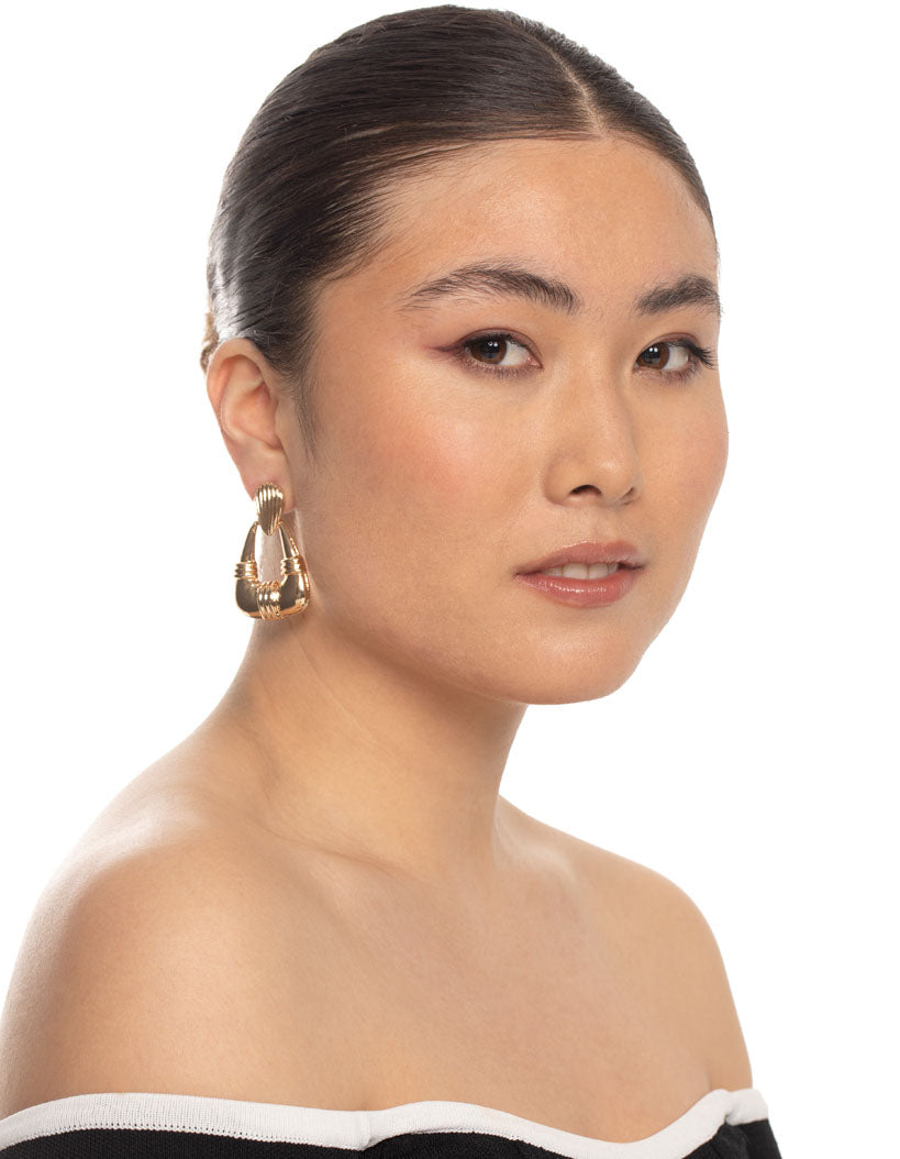 Gold Drop Curve Earrings