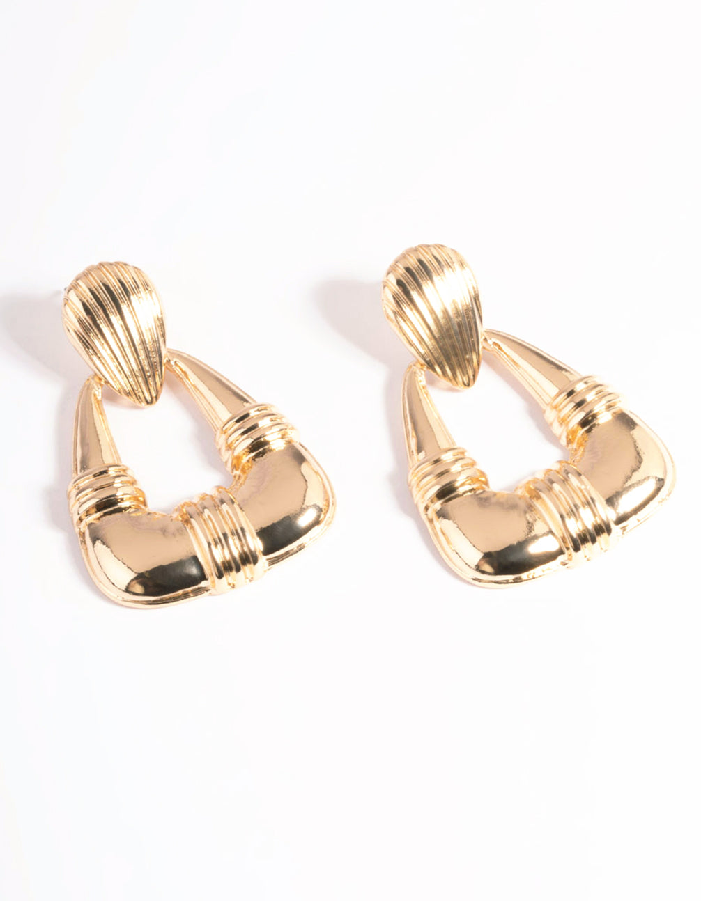 Gold Drop Curve Earrings