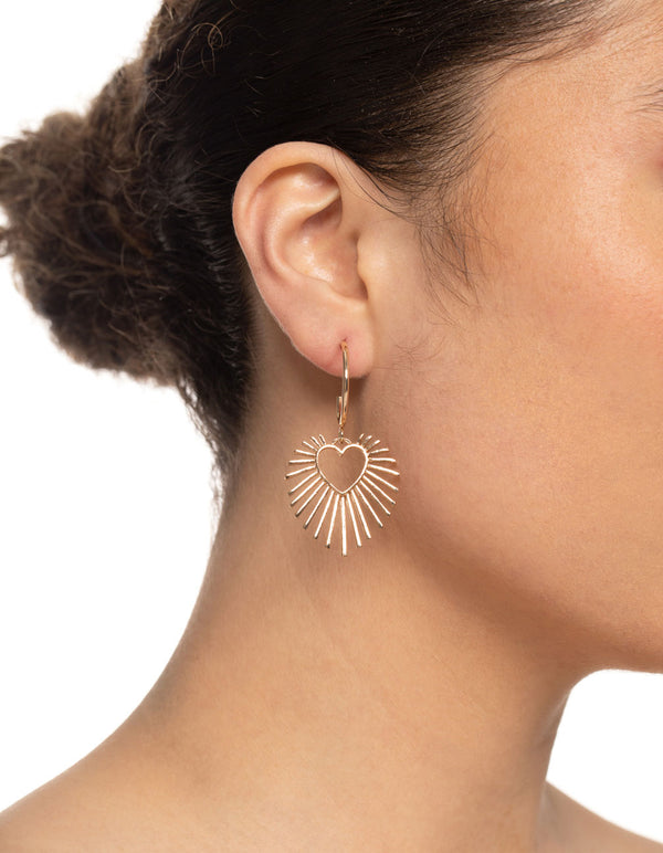 Drop Heart Spike Earrings