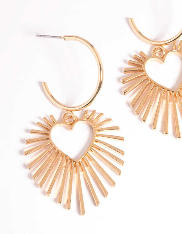 Drop Heart Spike Earrings