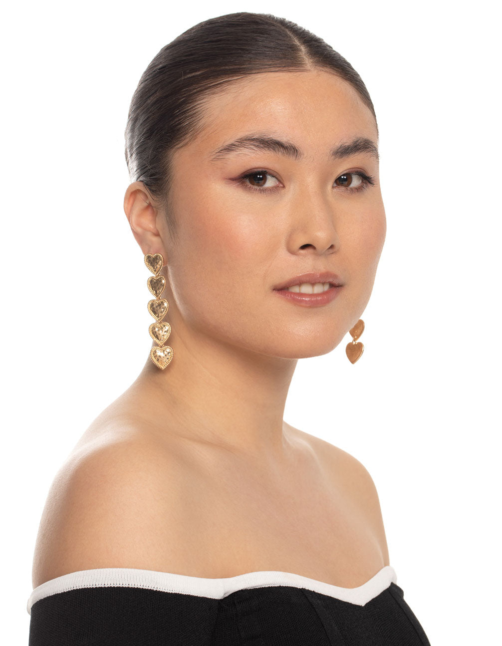 Gold Multi Heart Drop Earrings