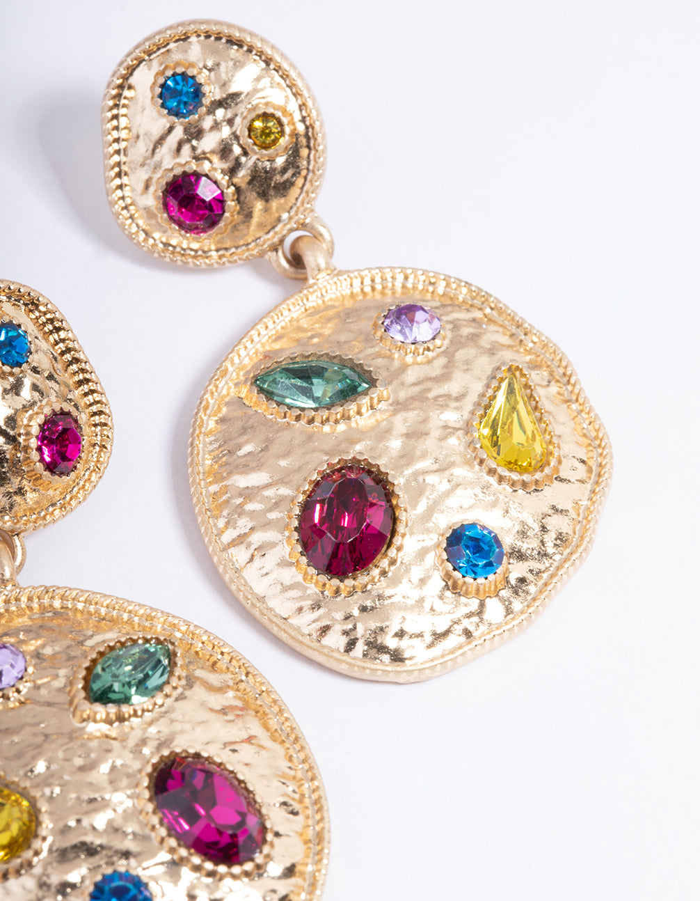 Gold Gem Stone Drop Earrings