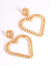 Gold Heart & Stud Drop Earrings - link has visual effect only
