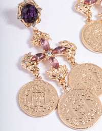 Gold Cross Coin Drop Earrings - link has visual effect only