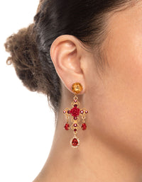 Gold Rose Cross Drop Earrings - link has visual effect only