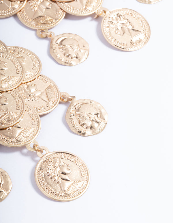 Gold Multi Coin Drop Earrings