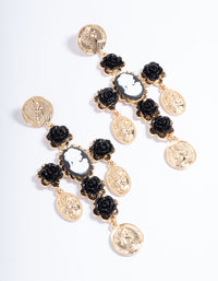 Gold Rose Coin Cross Earrings - link has visual effect only