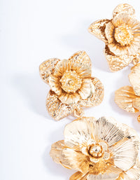 Gold Duo Flower Drop Earrings - link has visual effect only