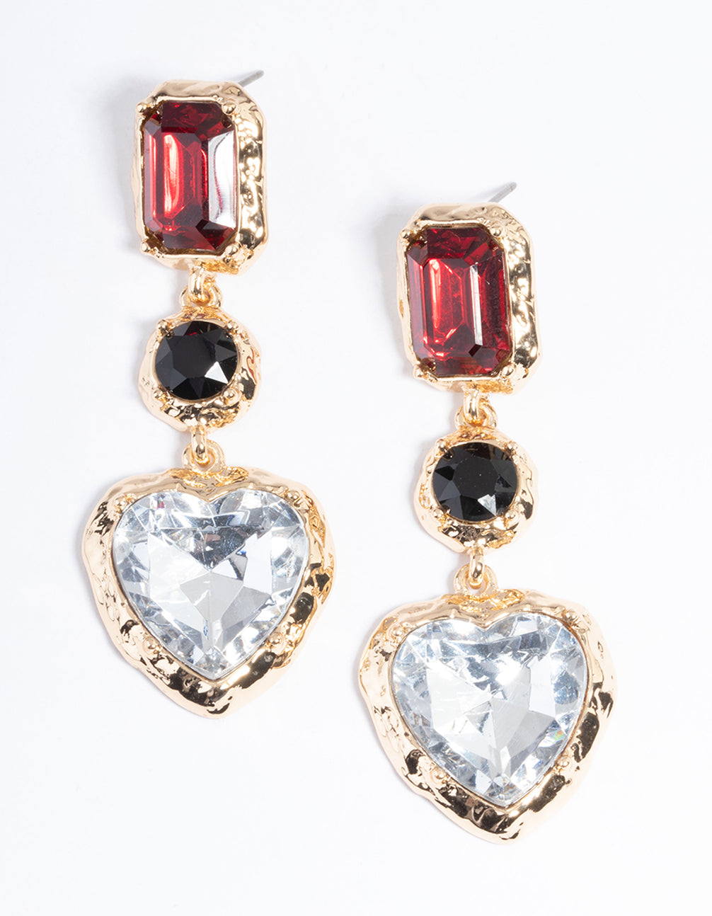 Gold Statement Gem Drop Earrings