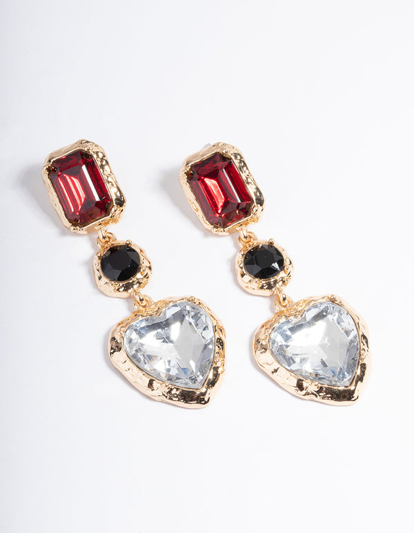 Gold Statement Gem Drop Earrings